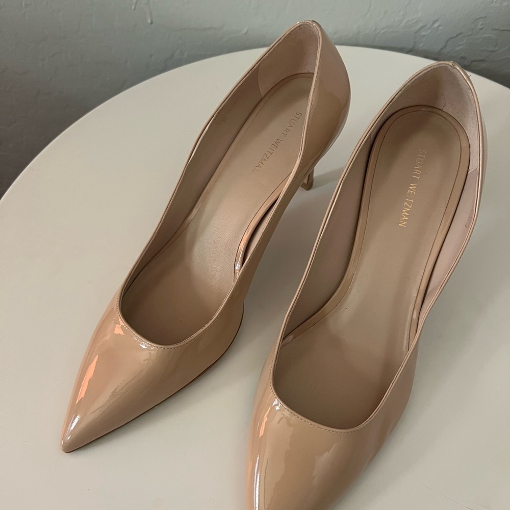 Stuart Weitzman Nude Patent Leather Heels
